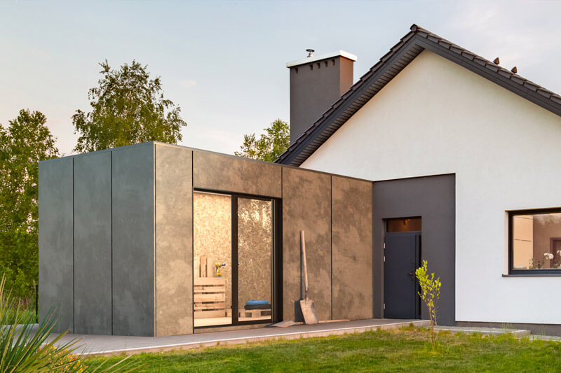 extension de maison design façade bois béton